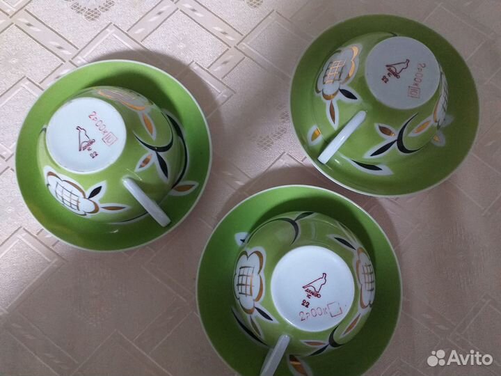 Чайная пара из сервиза зеленый сад или золотой цв