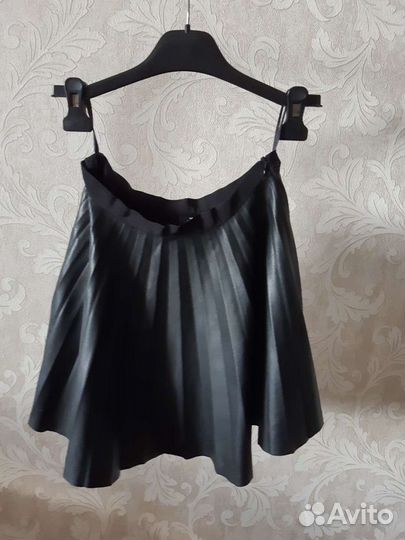 Юбка кожаная плиссировка р.40-42