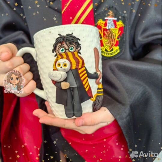 Кружки с декором из полимерной глины Гарри Поттер