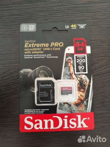 Карта памяти microSD Sandisk Extreme Pro 64 GB
