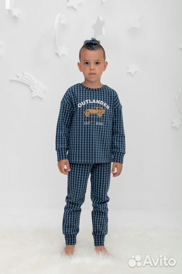 Пижама для мальчика Crockid К 1598 синий дж (128)