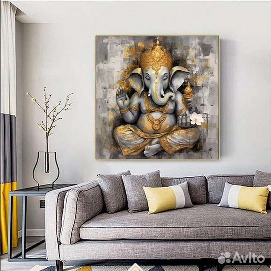 Современная картина маслом Ганеша
