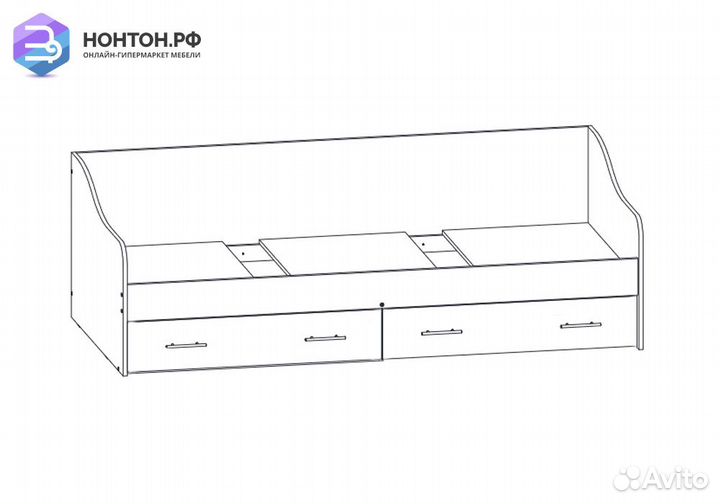 Кровать с 2-я ящиками Вега Алфавит белый / мятный