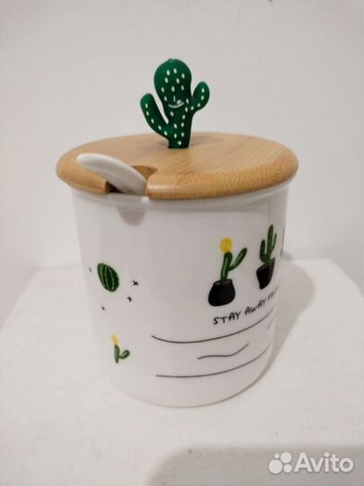 Кружка с деревянной крышкой 