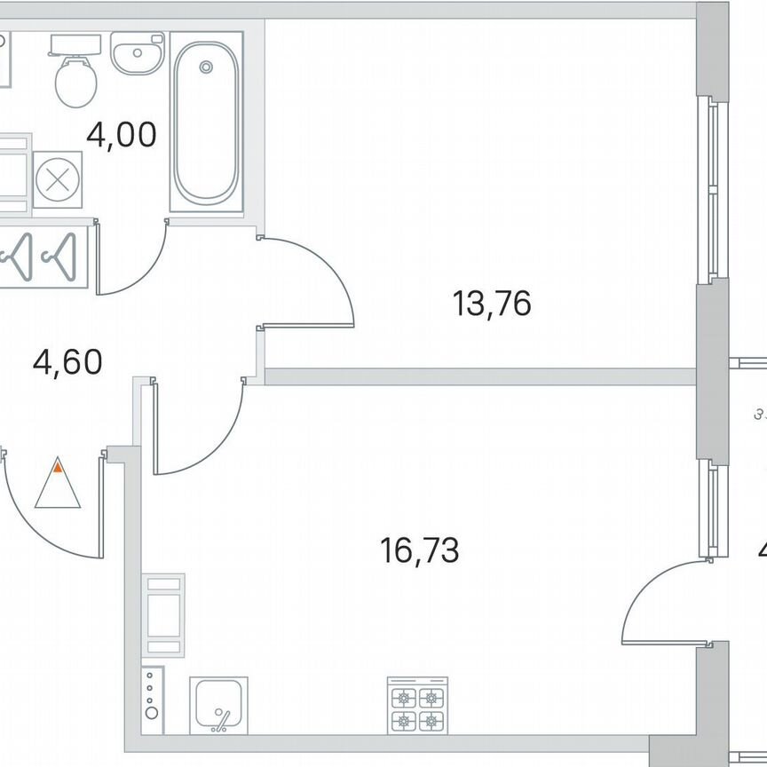 1-к. квартира, 40,4 м², 4/4 эт.