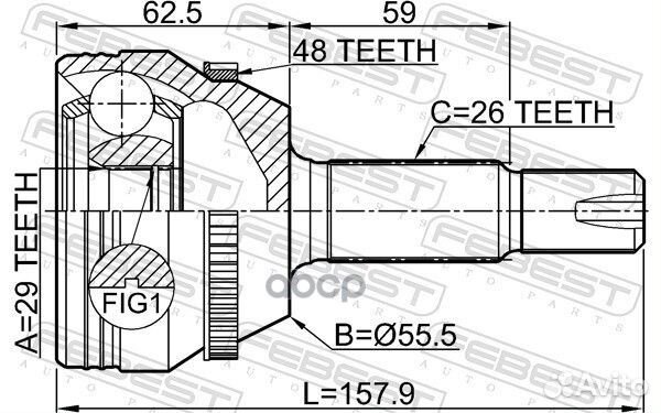 Шрус наружный 29X55X26 0110-ZZE132A48 Febest