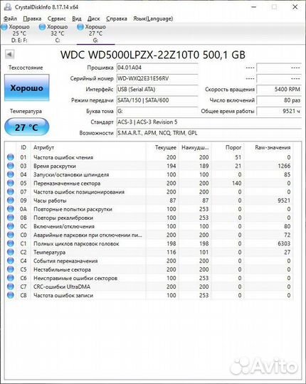 Жесткий диск 500 Гб 2.5 Western Digital