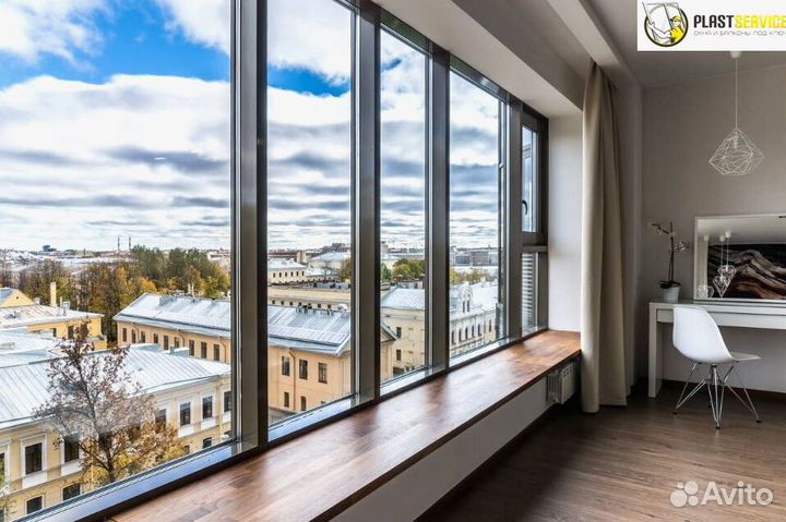 Алюминиевые окна, остекление теплый профиль