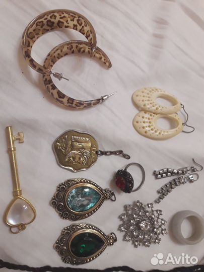 Бижутерия СССР винтаж бусы кольцо кулон брелок