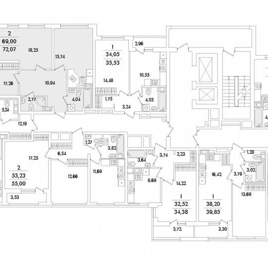 2-к. квартира, 72,1 м², 11/17 эт.