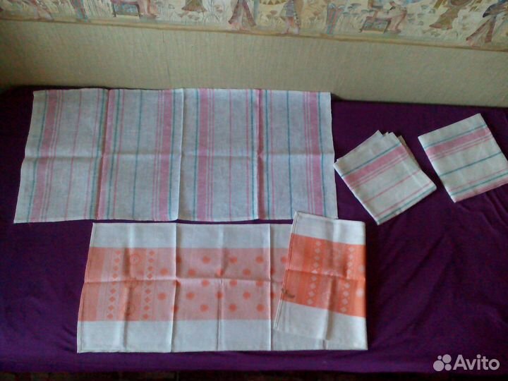 Полотенца льяные, салфетки лён-жаккард, СССР