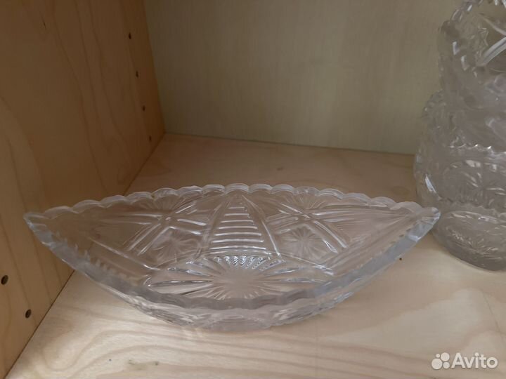 Хрустальный салатник ладья СССР