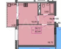 1-к. квартира, 42,4 м², 5/8 эт.