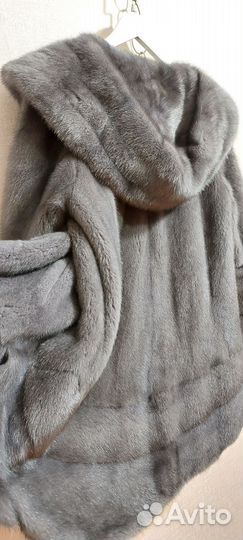 Шуба Норка 48-50,Графит, в груди 122см, трапеция