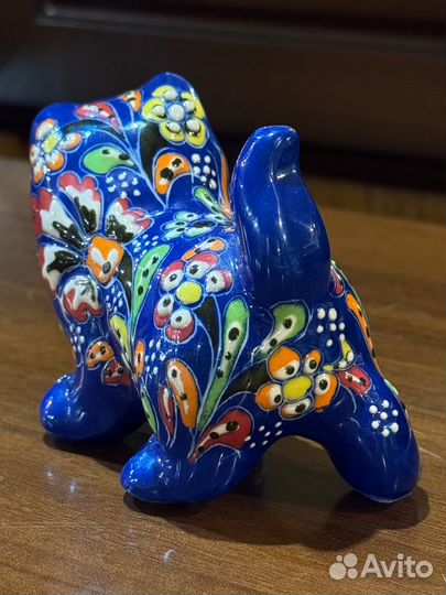 Фарфоровая статуэтка кошка ручная работа Мексика