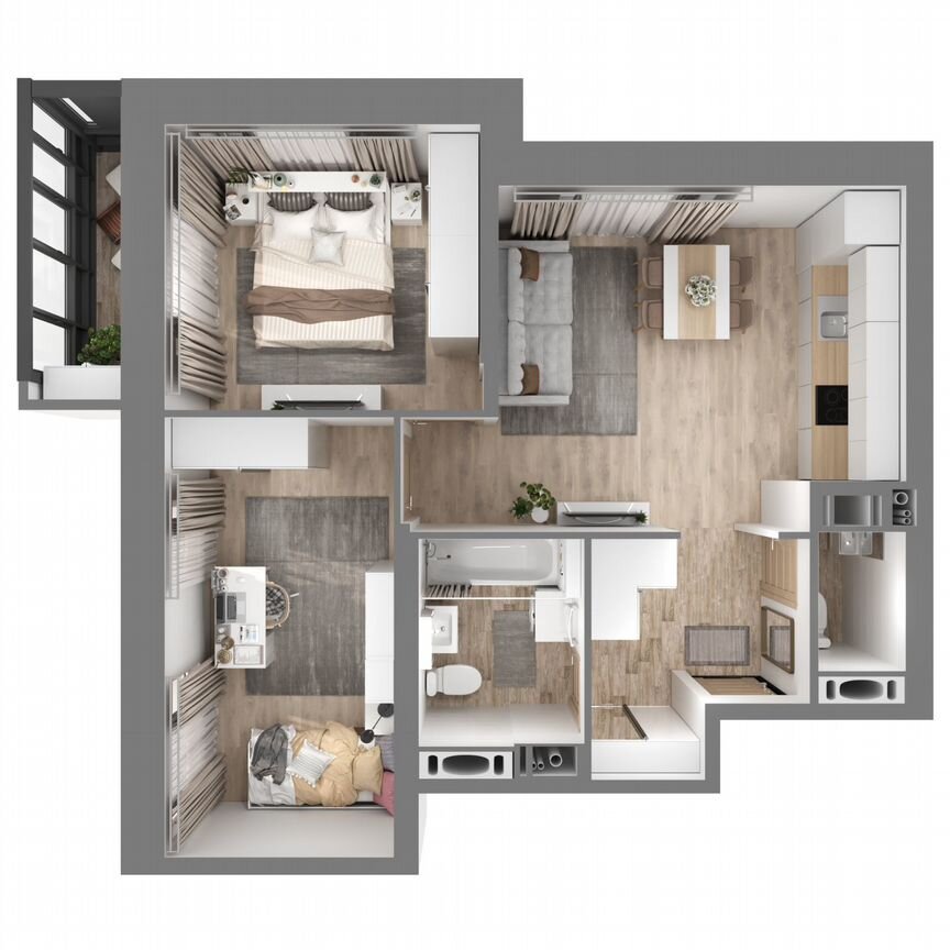 2-к. квартира, 56,3 м², 14/23 эт.