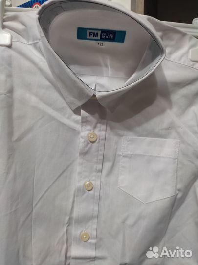 Рубашка белая новая+ штаны новые черные 116/122