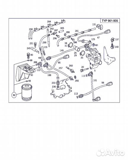 Трубка топливные мерседес 602 двигатель обратка