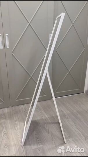 Зеркало 145х43 см. напольное мини в белом багете