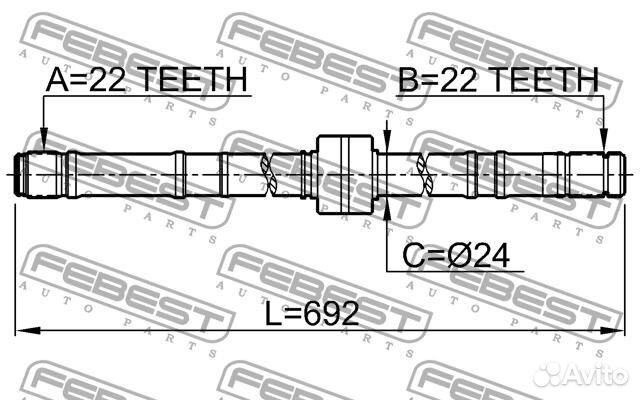 Полуось правая 22x692x22