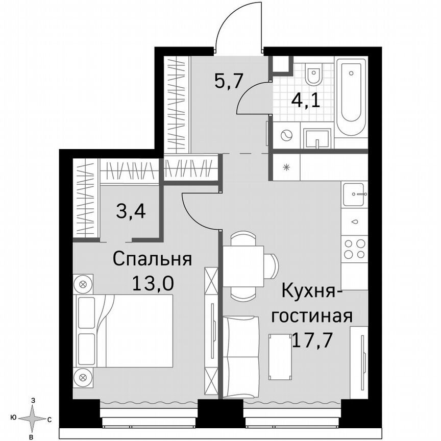 1-к. квартира, 43,9 м², 19/49 эт.