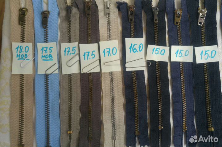 Замки молнии металлические и разъемные