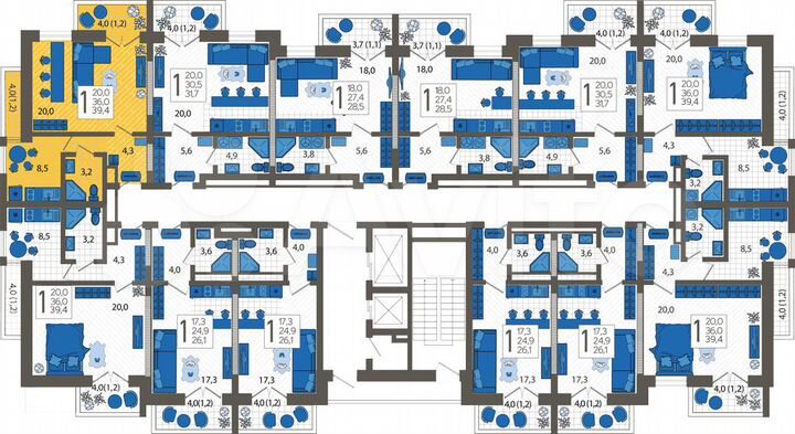 1-к. квартира, 39,4 м², 12/12 эт.