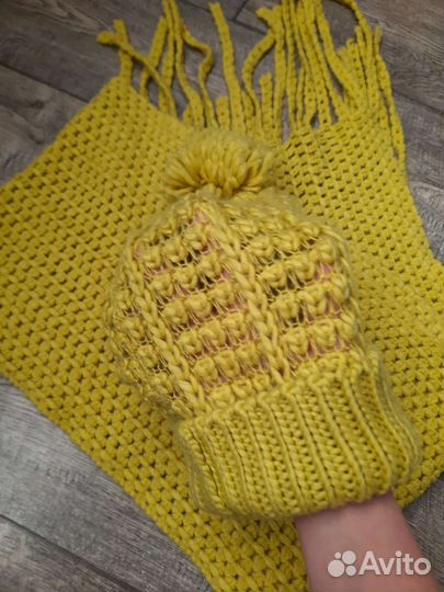 Шапка женская вязаная+шарф