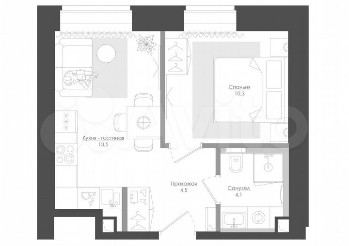 1-к. квартира, 35,2 м², 32/39 эт.