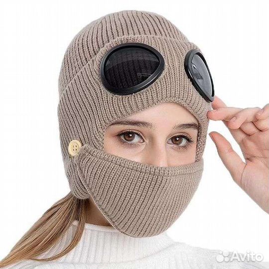 Балаклава шапка зимняя с очками