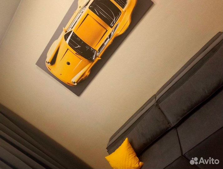 Картина в автосервис желтый порше 911 арт88890