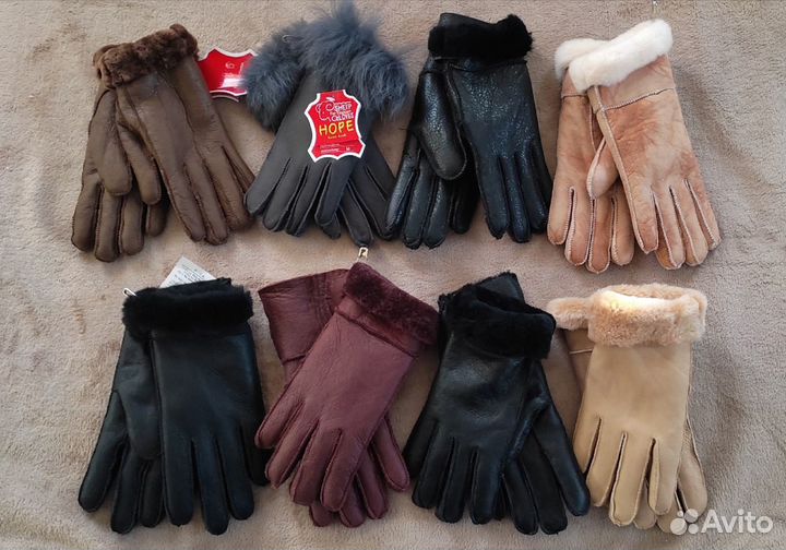 Перчатки из овчины натуральная кожа и мех