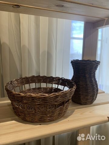 Корзина плетеная из бумажной лозы