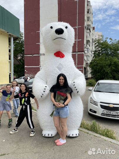 Белый мишка поздравление/Ростовая кукла