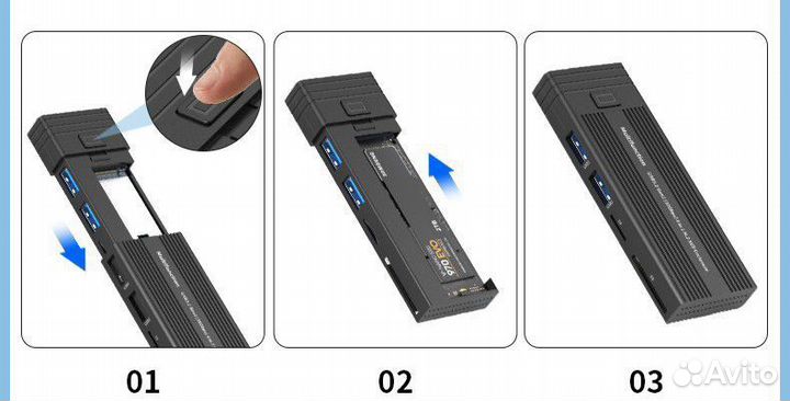 Внешний корпус, адаптер ssd m2 nvme с охлождением