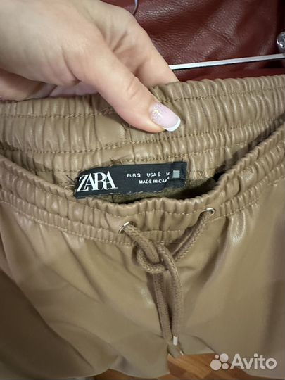 Брюки экокожа zara