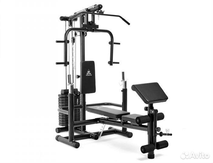 Силовой тренажер со скамьей для жима новый