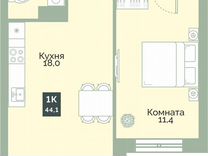 1-к. квартира, 44,1 м², 2/12 эт.