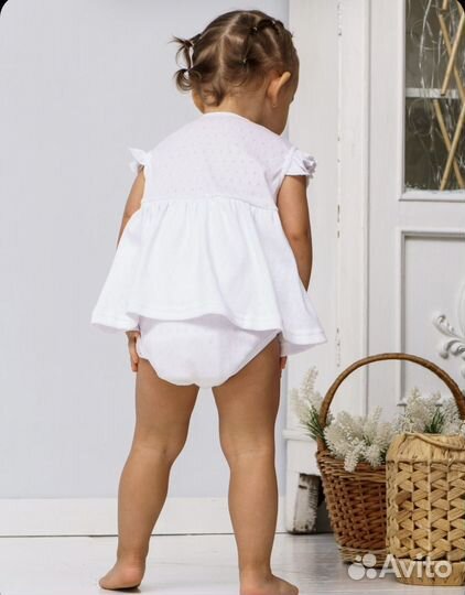 Платье-боди белое для девочки 68-74 размер