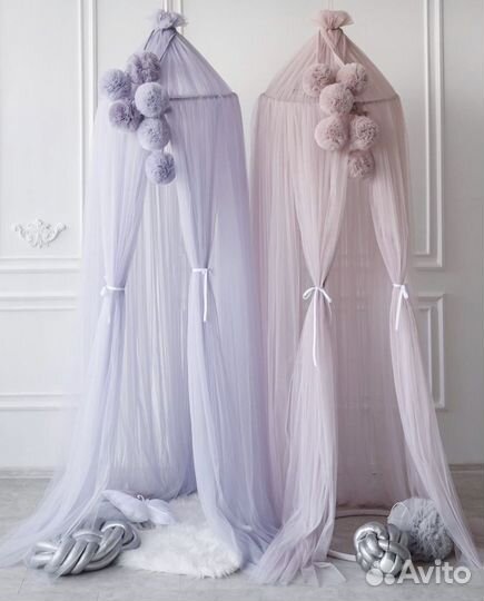 Шатёр балдахин детский с креплением сиреневый