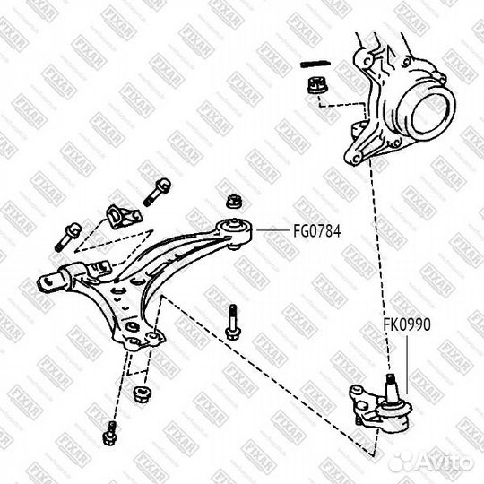 Сайлентблок переднего нижнего рычага задний TOY