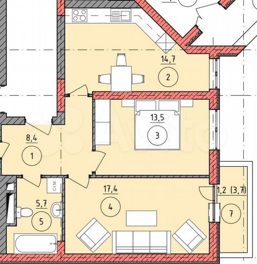 1-к. квартира, 70 м², 17/19 эт.