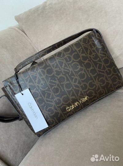 Сумка женская Calvin Klein Logo Crossbody Brown оригинал