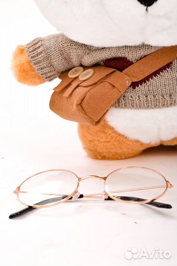 Лалафанфан собака Сиба-Ину хаски в очках, одежде