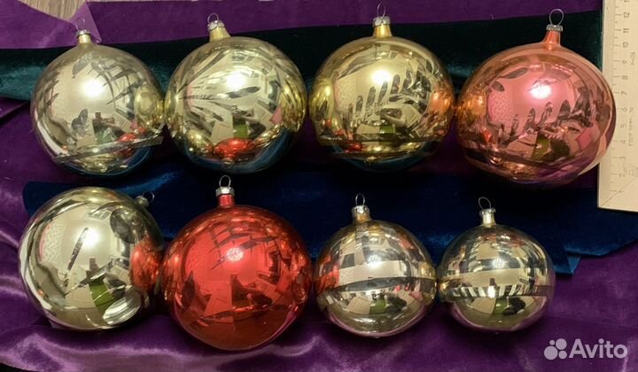 Елочные игрушки СССР шары глинка каустик