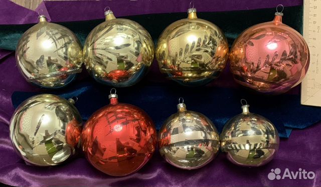 Елочные игрушки СССР шары глинка каустик