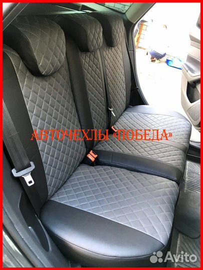 Чехлы Ford Focus 2 из экокожи чёрно-серые Ромб