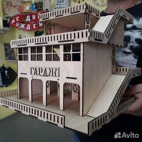 Парковка гараж из фанеры лазерная резка