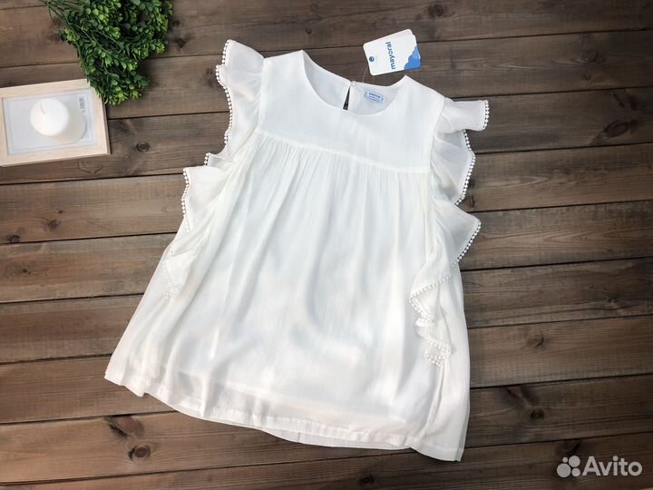 Блузка белая для девочки новая вискоза Mayoral