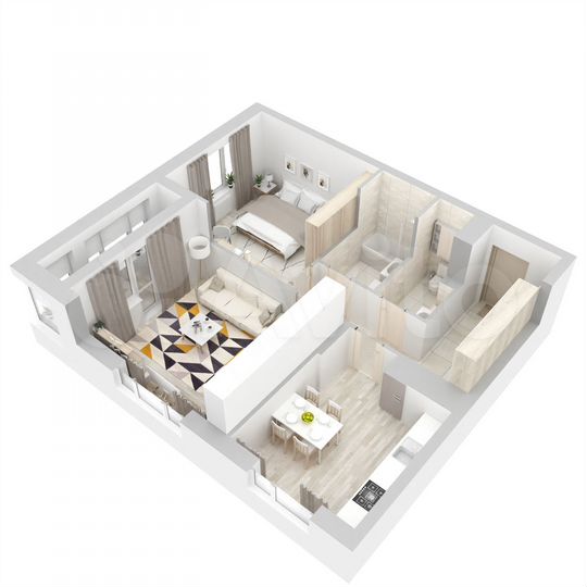 Своб. планировка, 66,2 м², 7/15 эт.